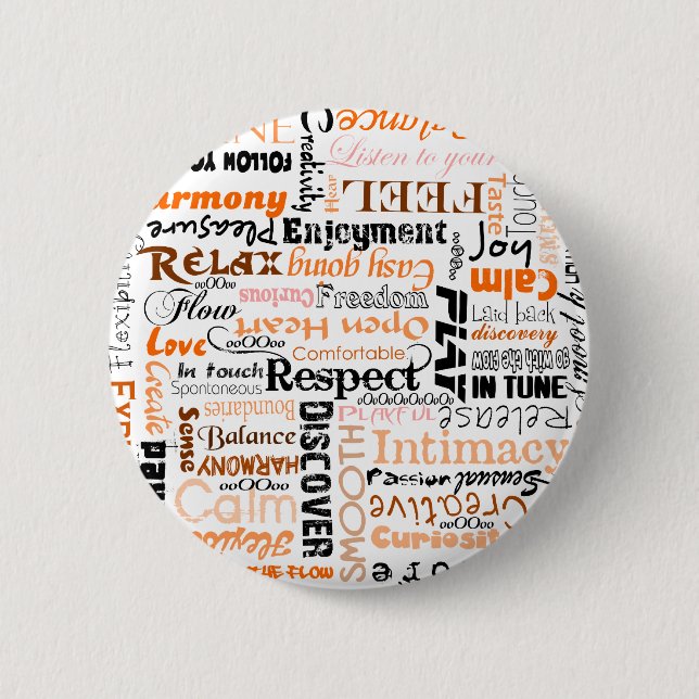 Badge Rond 5 Cm Affirmations sacrées oranges de positif de Chakra (Devant)