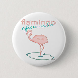 Badge Rond 5 Cm Aficionado de Flamant rose