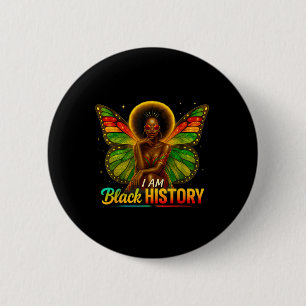 Badge Rond 5 Cm Africain Américain Papillon fille Je suis Noir Son