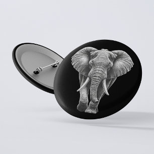 Badge Rond 5 Cm African Elephant Safari et Zoo Aventure