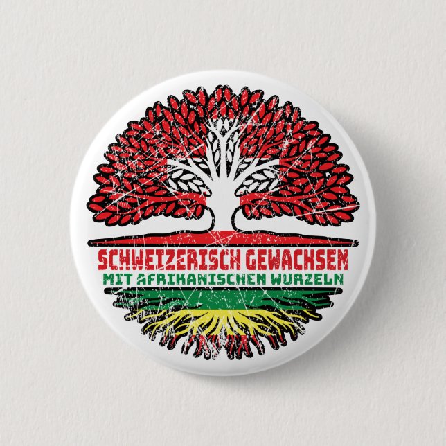 Badge Rond 5 Cm Afrika Afrikanisch Schweizer Schweiz Baum Wurzel (Devant)