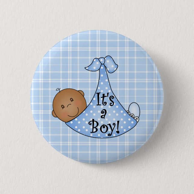 Badge Rond 5 Cm Afro-américain c'est un garçon (Devant)