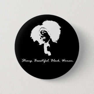 Badge Rond 5 Cm Afro Sista (blanc)