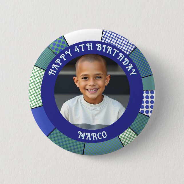Badge Rond 5 Cm Âge, nom et photo personnalisés Anniversaire (Devant)