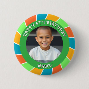 Badge Rond 5 Cm Âge, nom et photo personnalisés Anniversaire
