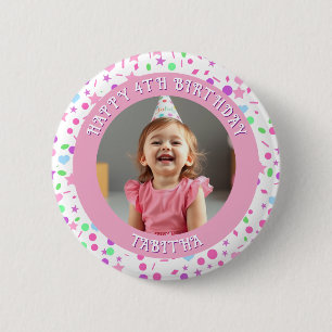 Badge Rond 5 Cm Âge, nom et photo personnalisés Anniversaire