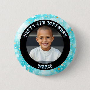 Badge Rond 5 Cm Âge, nom et photo personnalisés Anniversaire