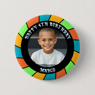 Badge Rond 5 Cm Âge, nom et photo personnalisés Anniversaire