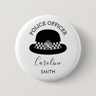 Badge Rond 5 Cm Agente de police féminine   Personnalisé