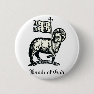 Badge Rond 5 Cm Agnus Dei L'Agneau pascal de Dieu Beaux-Arts