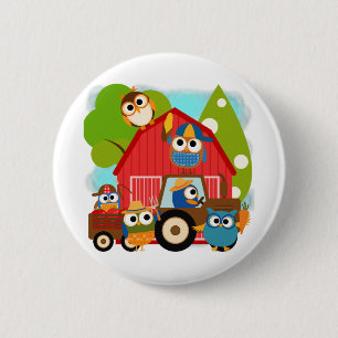 Badge Rond 5 Cm Agriculteurs de hibou
