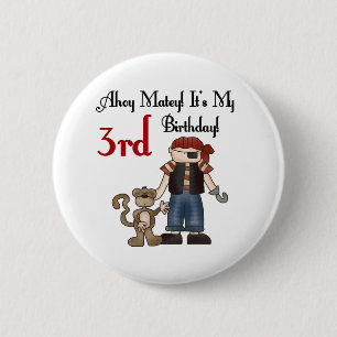 Badge Rond 5 Cm Ahoy Matey Pirate 3ème Anniversaire Tshirts et cad