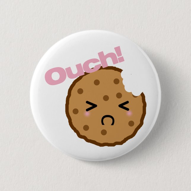 Badge Rond 5 Cm "Aïe ! "dit le biscuit de Kawaii (Devant)