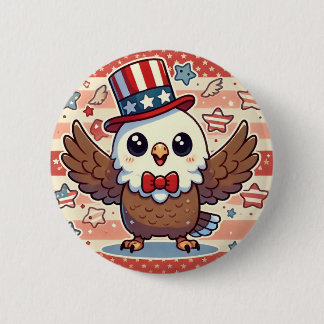 Badge Rond 5 Cm Aigle américaine de Kawaii