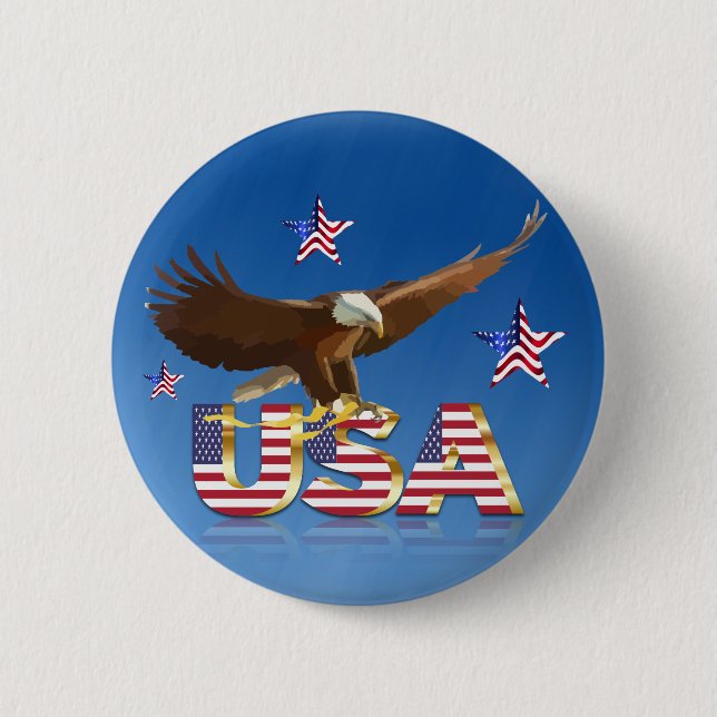 Badge Rond 5 Cm Aigle chauve américain (Devant)