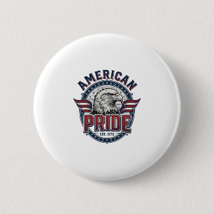 Badge Rond 5 Cm Aigle de Fierté Américaine Design Patriotique Vint