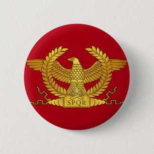 Badge Rond 5 Cm Aigle d'or romain sur rouge