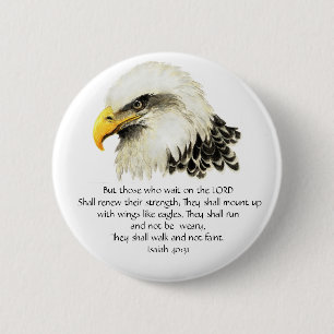 Badge Rond 5 Cm Aigle - Inspirationnel - Écriture - Ceux qui atten