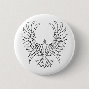 Badge Rond 5 Cm aigle se levant, argent