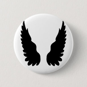 Badge Rond 5 Cm ailes d'anges noirs