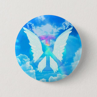 Badge Rond 5 Cm Ailes et paix d'ange