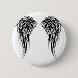 Badge Rond 5 Cm Ailes noires et blanches fraîches d'ange