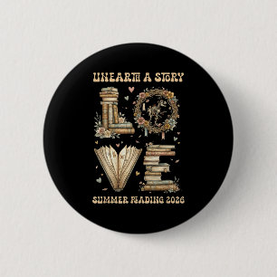 Badge Rond 5 Cm Aime déterrer une histoire été lecture 2026 dino