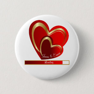 Badge Rond 5 Cm Aimer mignon Chargement Coeurs rouges Mariage pers