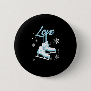 Badge Rond 5 Cm Aimer Patinage sur glace Sports d'hiver Cadeau