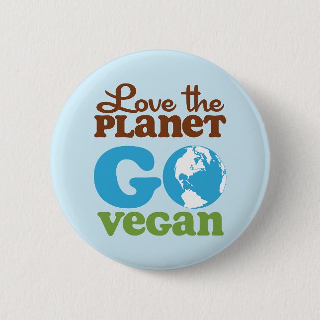 Badge Rond 5 Cm Aimez la planète vont végétalien (Devant)