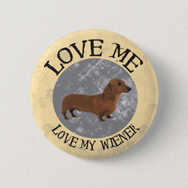 Badge Rond 5 Cm Aimez-moi, aimez ma saucisse (Devant)