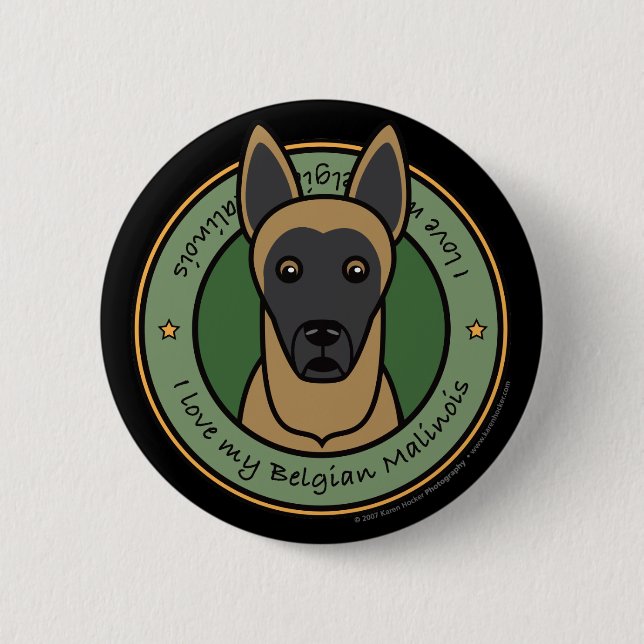 Badge Rond 5 Cm Aimez mon Malinois (Devant)