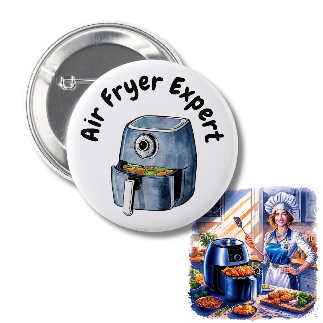 Badge Rond 5 Cm Air Fryer Expert Cadeau Air friture cuisinier (Créateur téléchargé)