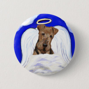 Badge Rond 5 Cm Airedale Terrier Angel