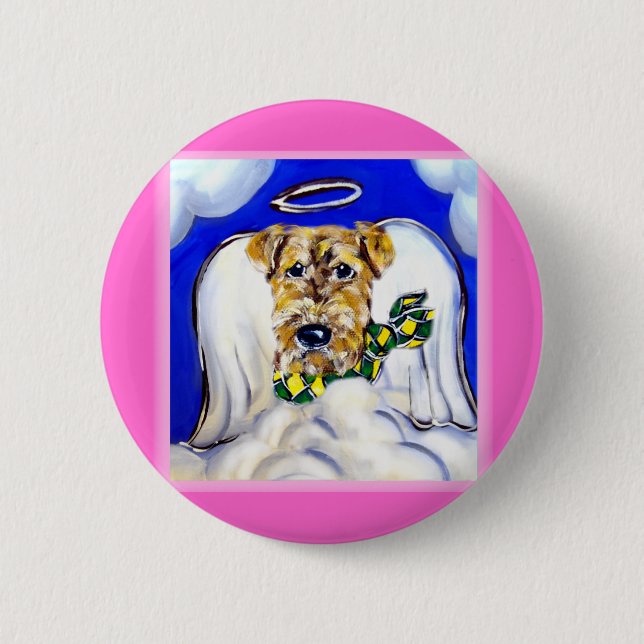 Badge Rond 5 Cm Airedale Terrier Angel (Devant)
