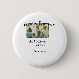 Badge Rond 5 Cm Ajouter le nom de famille photo année rustique vin