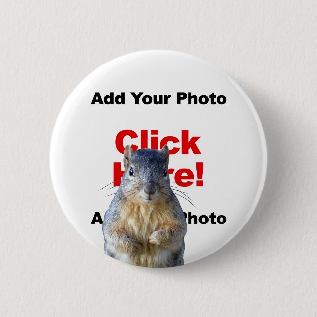 Badge Rond 5 Cm Ajouter Un Bouton Photo Personnalisé D'Écureuil (Devant)