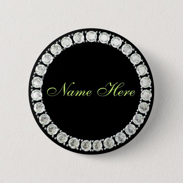 Badge Rond 5 Cm Ajouter un diamant personnalisable par nom (Devant)
