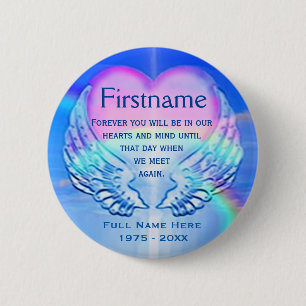Badge Rond 5 Cm Ajouter un nom   Mémorial   Coeur arc-en-ciel