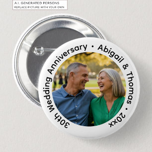 Badge Rond 5 Cm Ajoutez votre propre photo de couple 30e anniversa