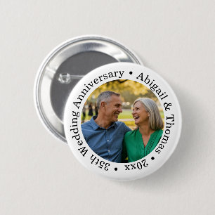 Badge Rond 5 Cm Ajoutez votre propre photo de couple 35e anniversa