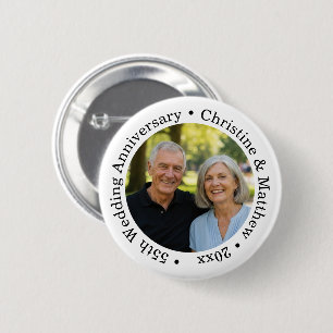 Badge Rond 5 Cm Ajoutez votre propre photo de couple 55e anniversa