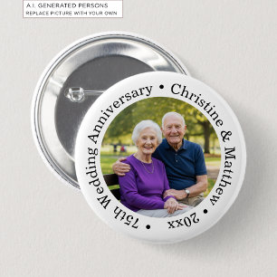 Badge Rond 5 Cm Ajoutez votre propre photo de couple 75e anniversa