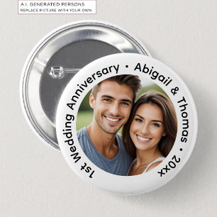 Badge Rond 5 Cm Ajoutez votre propre photo de couple pour le 1er a