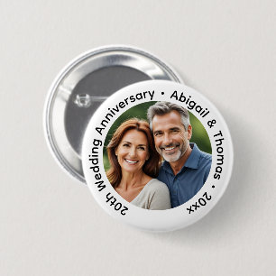 Badge Rond 5 Cm Ajoutez votre propre photo de couple pour le 20e a