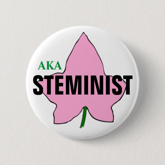 BADGE ROND 5 CM AKA BOUTON ROSE DU LIERRE STEMINIST (Devant)