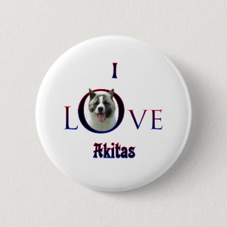 Badge Rond 5 Cm Akita I Love