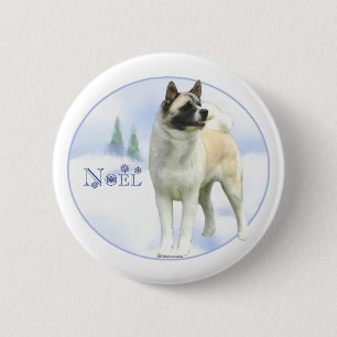 Badge Rond 5 Cm Akita Noel - Bouton