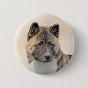 Badge Rond 5 Cm Akita Peinture - Cute Original Chien Art