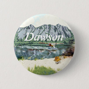 Badge Rond 5 Cm Alaska Bush Avion Et Pêche Voyage
